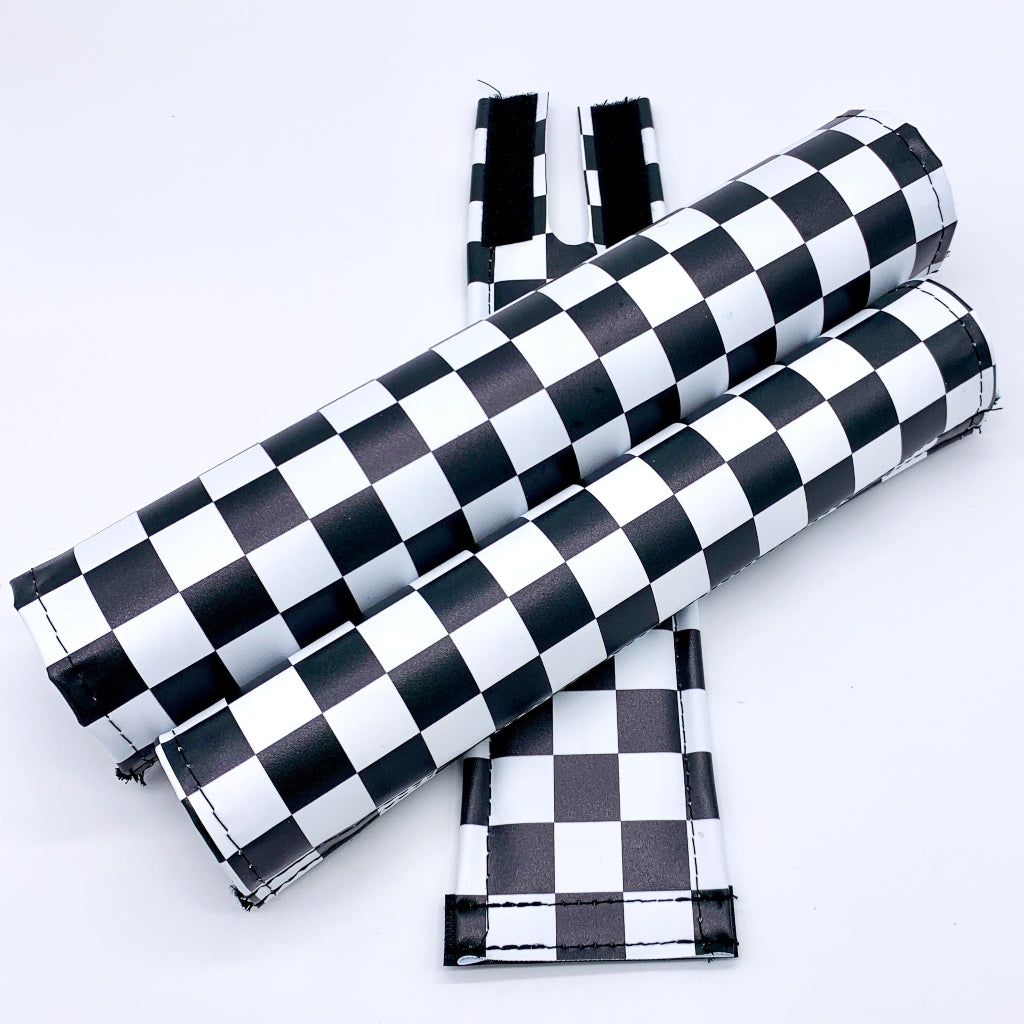 Flite Classic Checkers BMX Pad Sets Extra Wide Bar Pad FOR Cruiser Style Handlebars Black and White 1.25 Top Tube Diameter