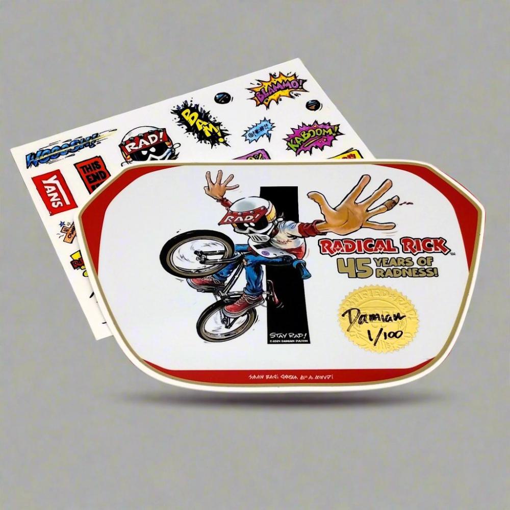 Radical Rick Signed number plate with splash sticker page FliteBMX Flite BMX Damian Fulton