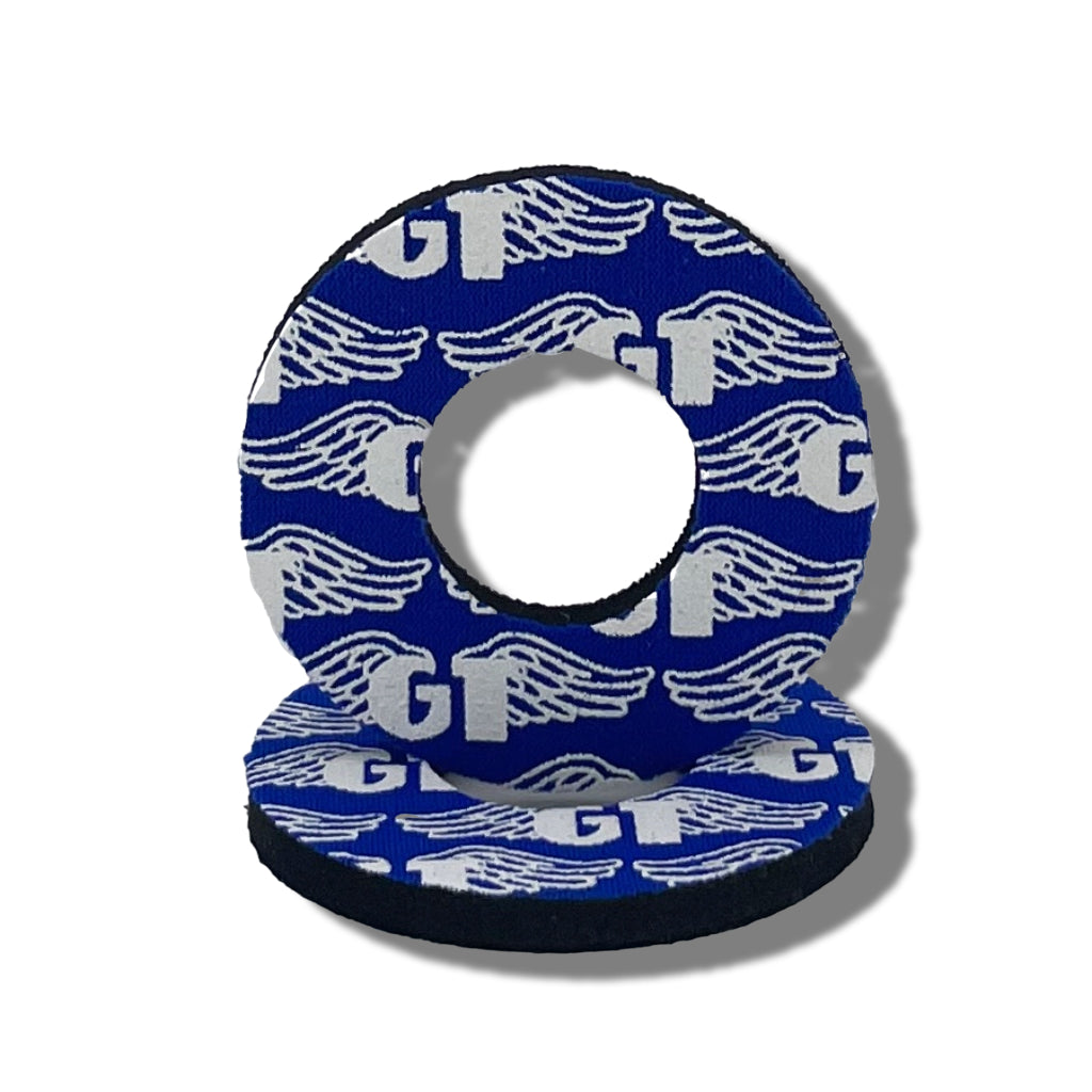 Grip Donuts GT Wings for BMX  MX by Flite Officially Licensed made in the USA Gary Turner sold in a pair screen printed on neoprene Royal Blue and White