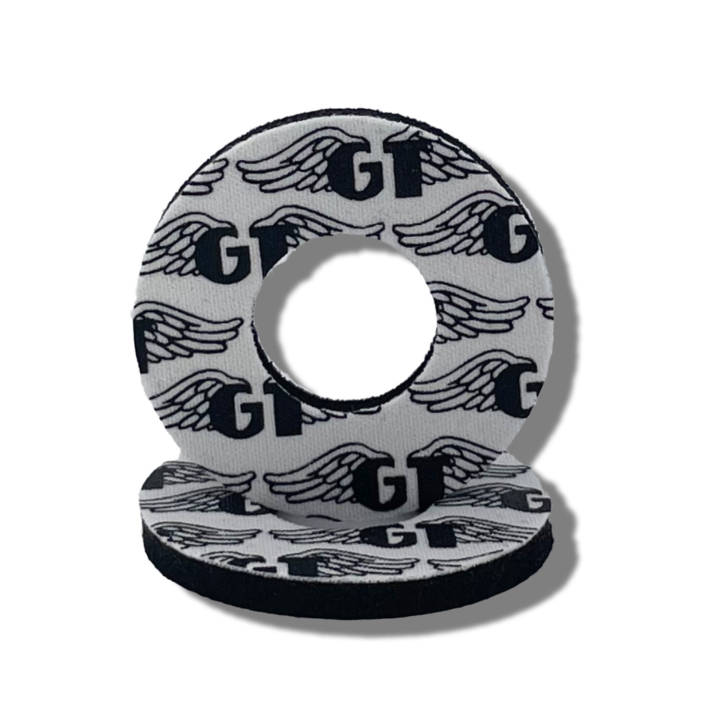 Grip Donuts GT Wings for BMX  MX by Flite Officially Licensed made in the USA Gary Turner sold in a pair screen printed on neoprene White and Black