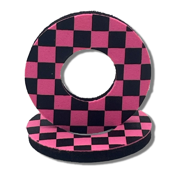 Checker Grip Donuts for MX BMX by Flite made in the USA neoprene sold as a pair black and pink hotpink