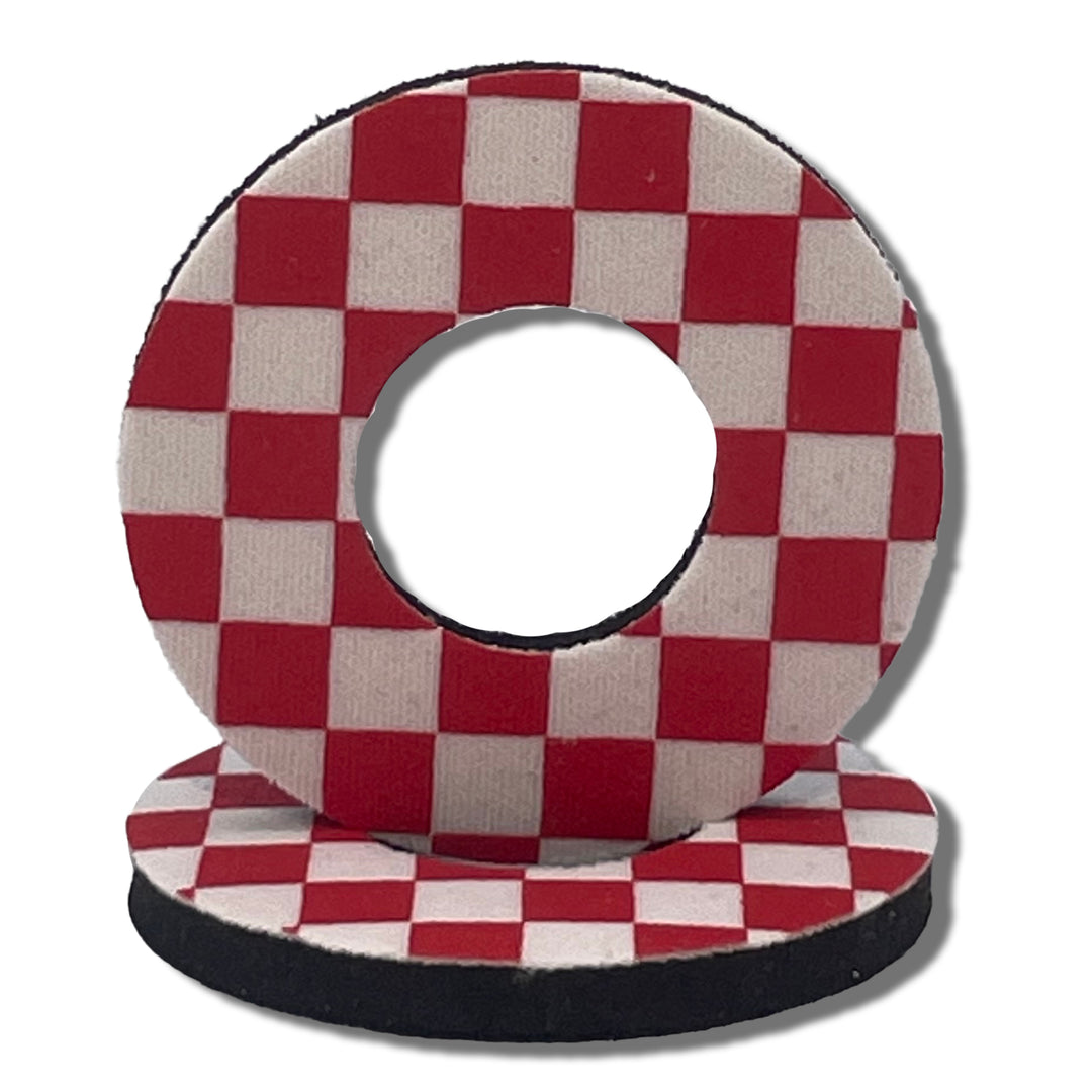 Checker Grip Donuts for MX BMX by Flite made in the USA neoprene sold as a pair red and white