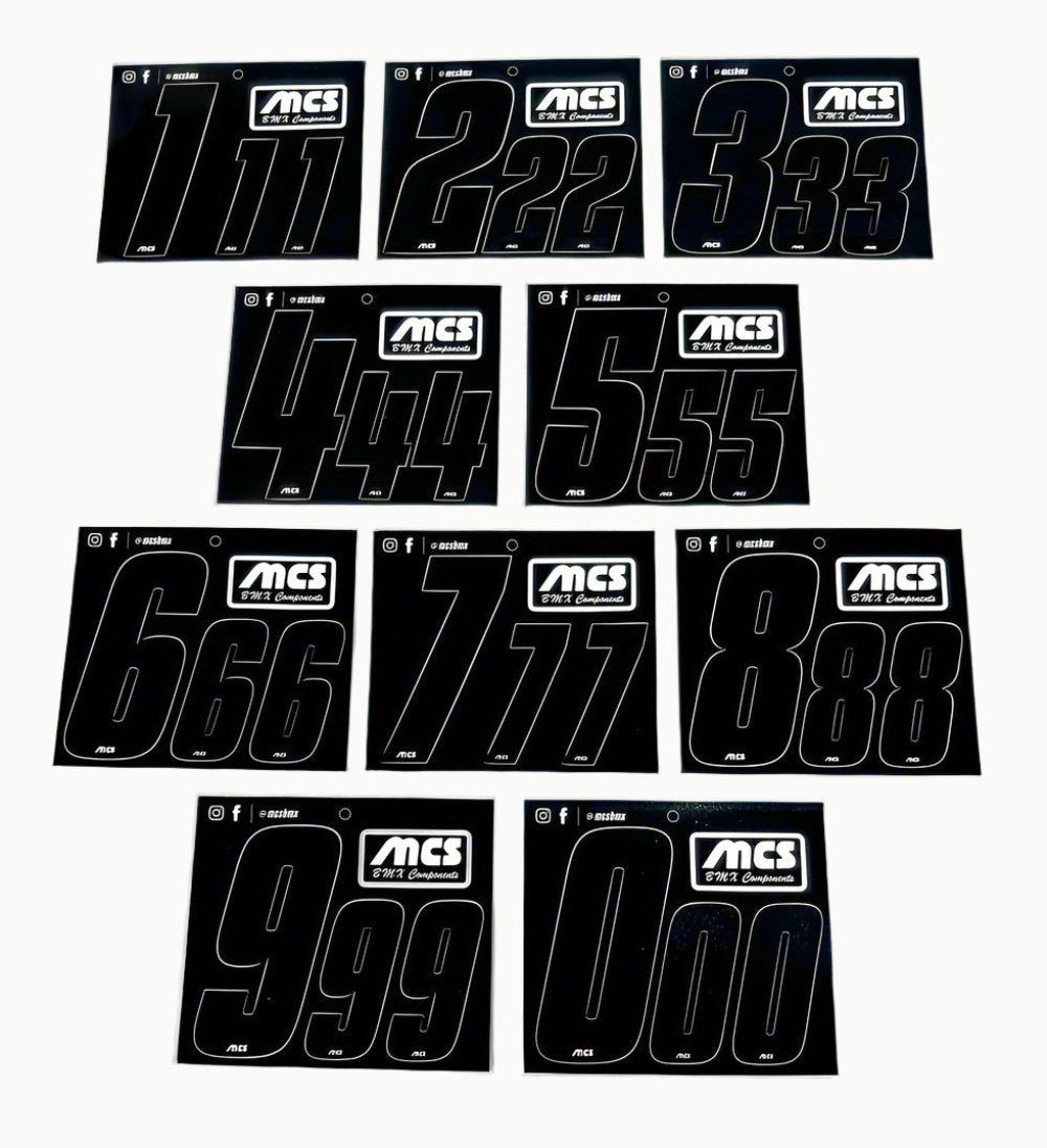 MCS 3" NUMBERPLATE & 2" SIDEPLATE INDIVIDUAL NUMBER PACKS BLACK sold by FliteBMX Flite