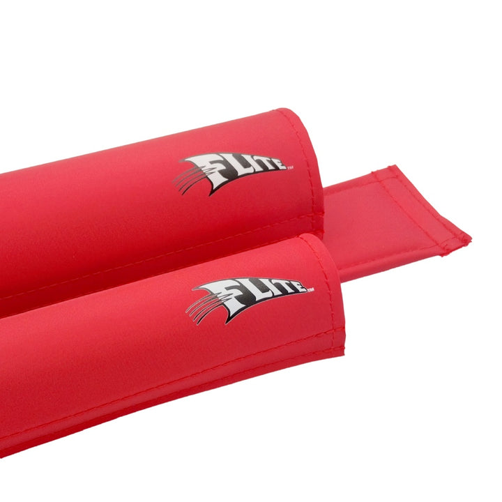 red flite swoosh logo bmx pad set for wide handlebars close up 