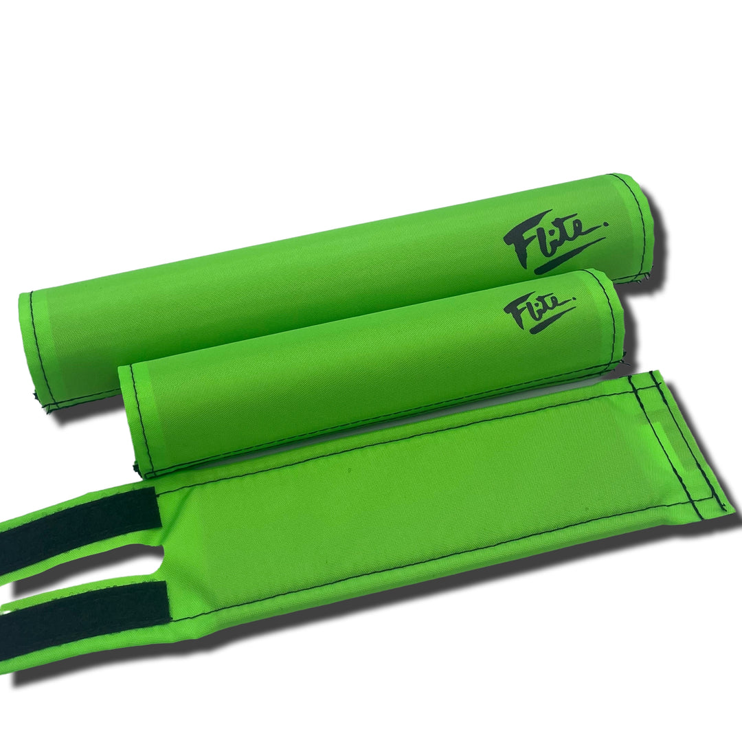 Neon Green 80's logo textured nylon pad set by Flite BMX frame bar stem included