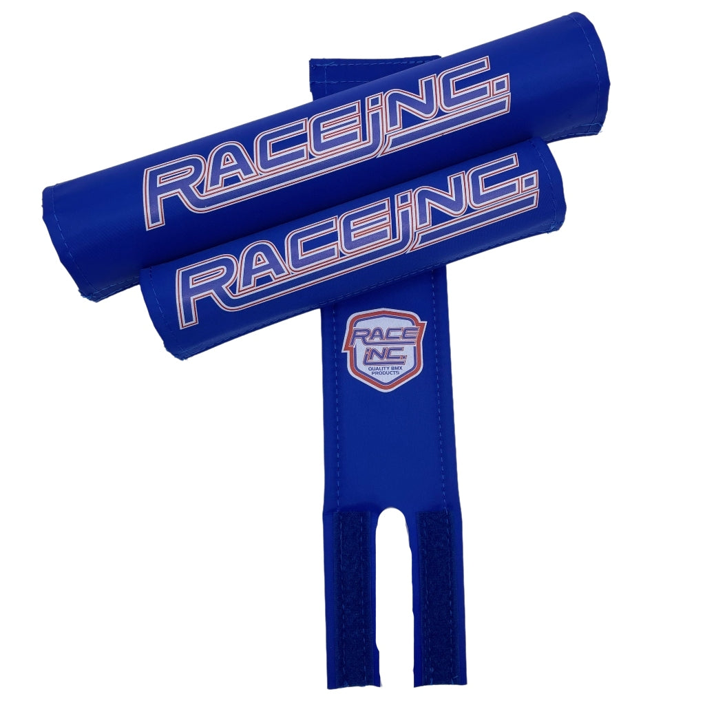 Race Inc BMX pad set by Flite in smooth Blue nylon bar stem frame pads included