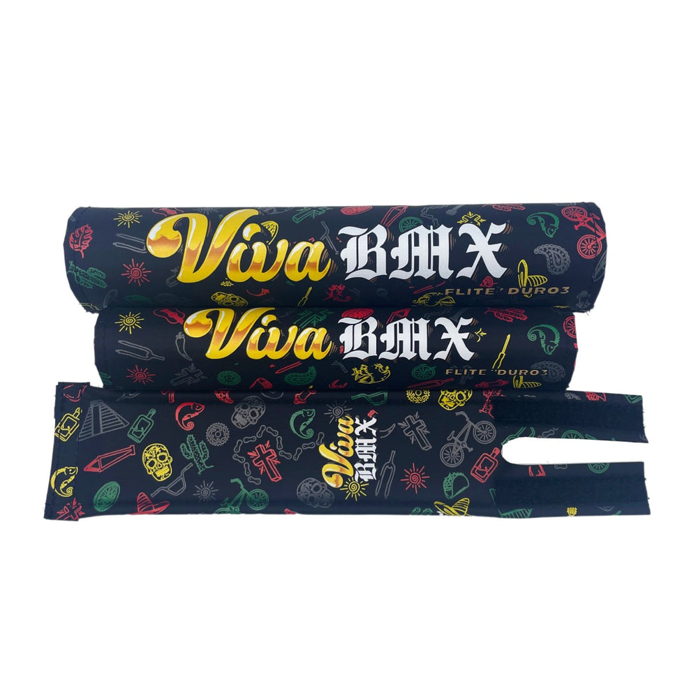 Viva BMX pad set collaboration Flite and Duro3 3 piece bmx mexican graffiti inspired frame pad bar stem