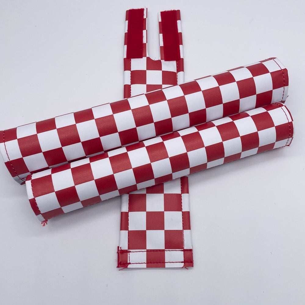 Checker Pad set BMX for Flite extra wide bar pad cruiser red and white